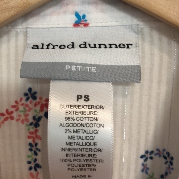 Alfred Dunner petit button up w/ floral anchor print and metallic stripes small - Picture 5 of 7